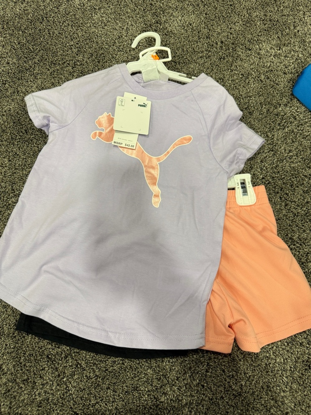 Puma Girls Lavender Tee with Peach Puma Logo